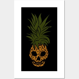 Tropical Pineapple Skull Face Posters and Art